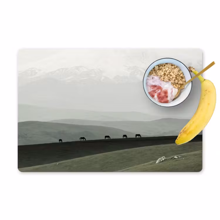 Set de table – 6 pièces - Gris - Montagne - Chevaux — 1