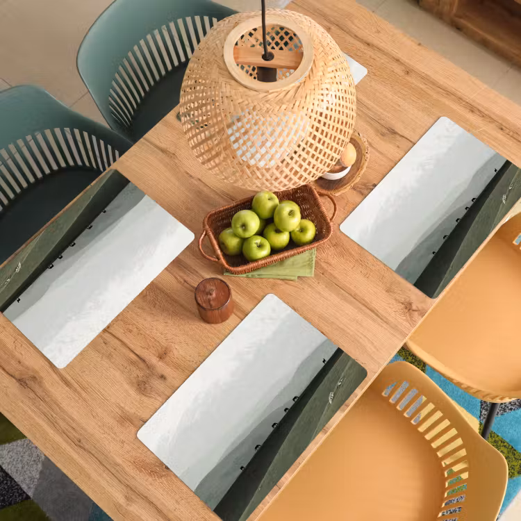 Set de table – 6 pièces - Gris - Montagne - Chevaux — 3
