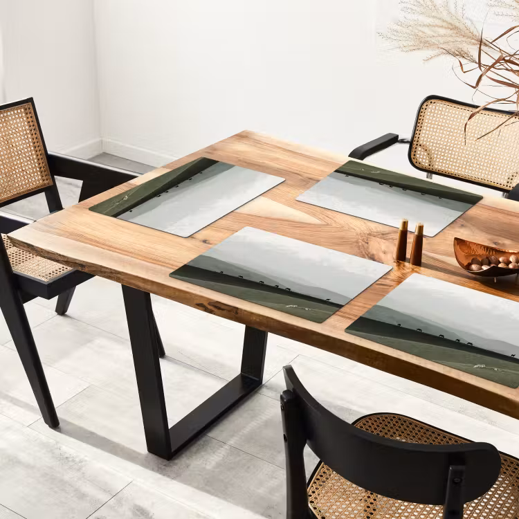 Set de table – 6 pièces - Gris - Montagne - Chevaux — 4