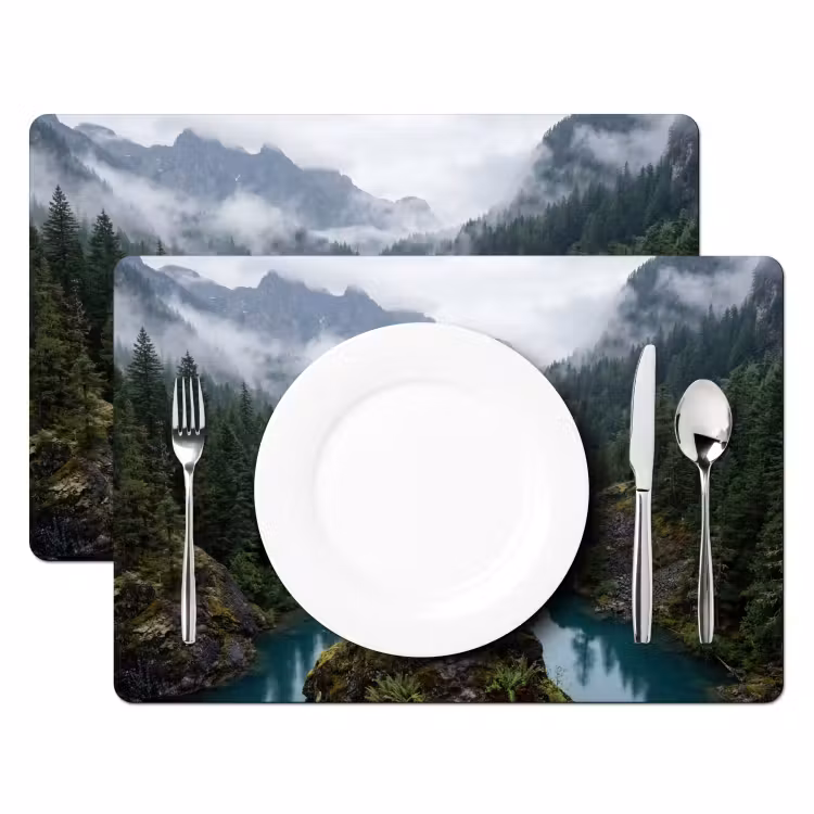 Set de table – 6 pièces - Cascade - Arbres - Montagnes — 2