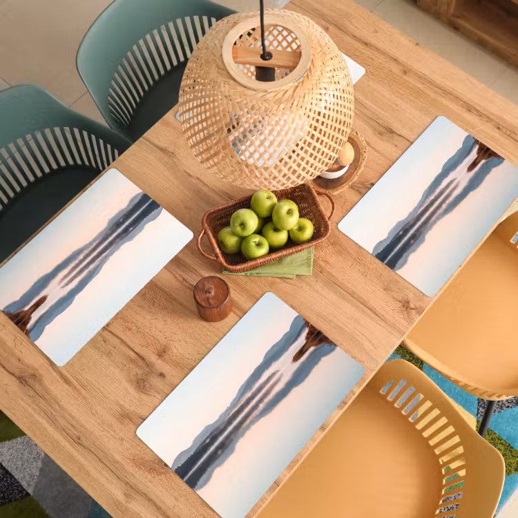 Set de table – 6 pièces - Eau - Arbres - Couche de brouillard — 3