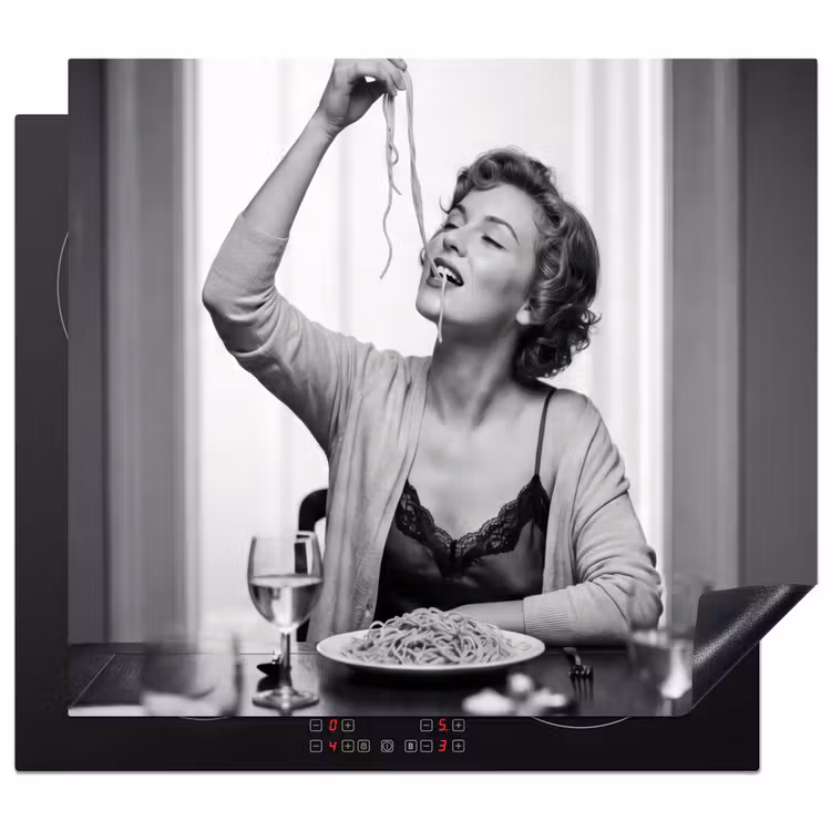 Protection plaque induction - Femme - Spaghetti - Noir - Blanc — 1