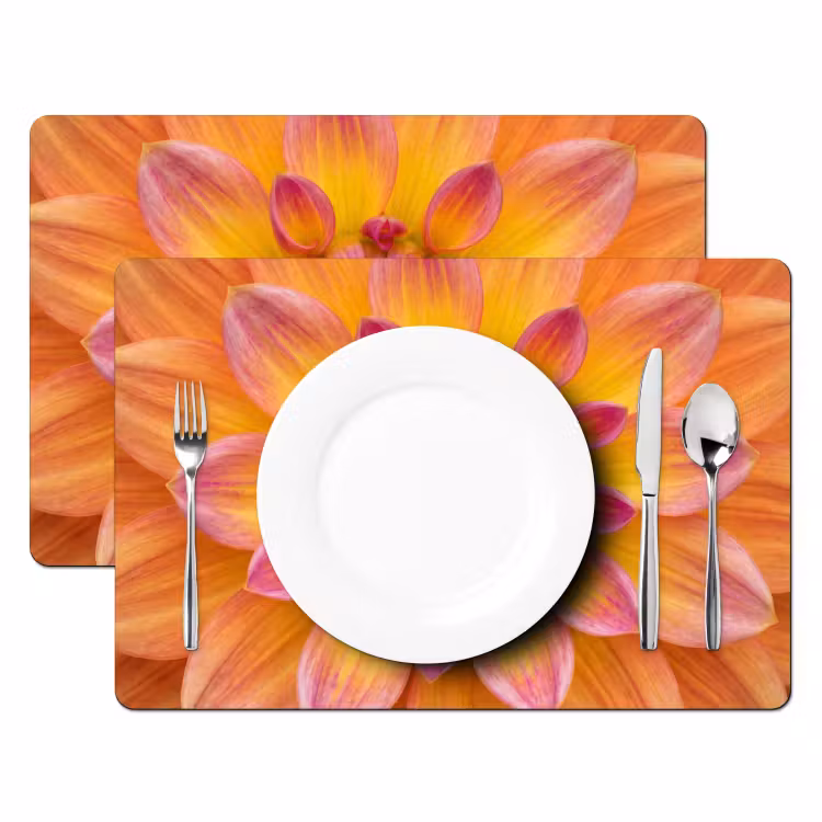 Set de table – 6 pièces - Dahlia - Fleur - Orange — 2