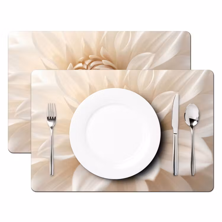 Set de table – 6 pièces - Fleur - Dahlia - Blanc — 2