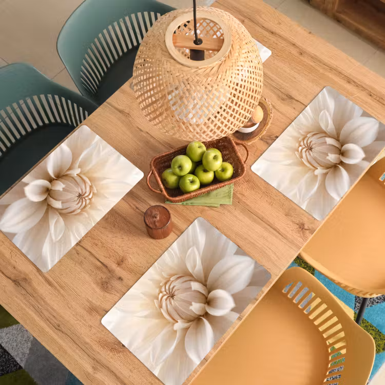 Set de table – 6 pièces - Fleur - Dahlia - Blanc — 3