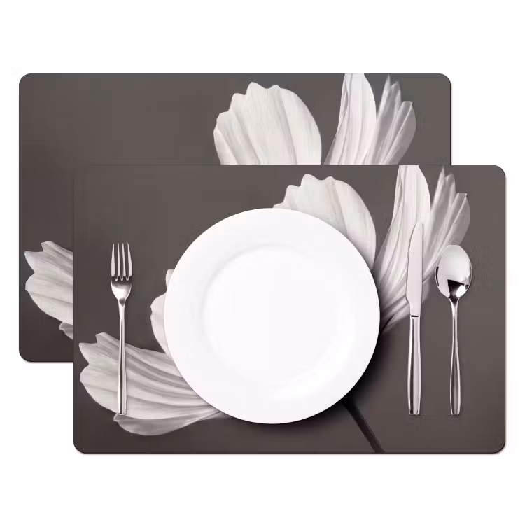 Set de table – 6 pièces - Fleur - Minimaliste - Noir - Blanc — 2