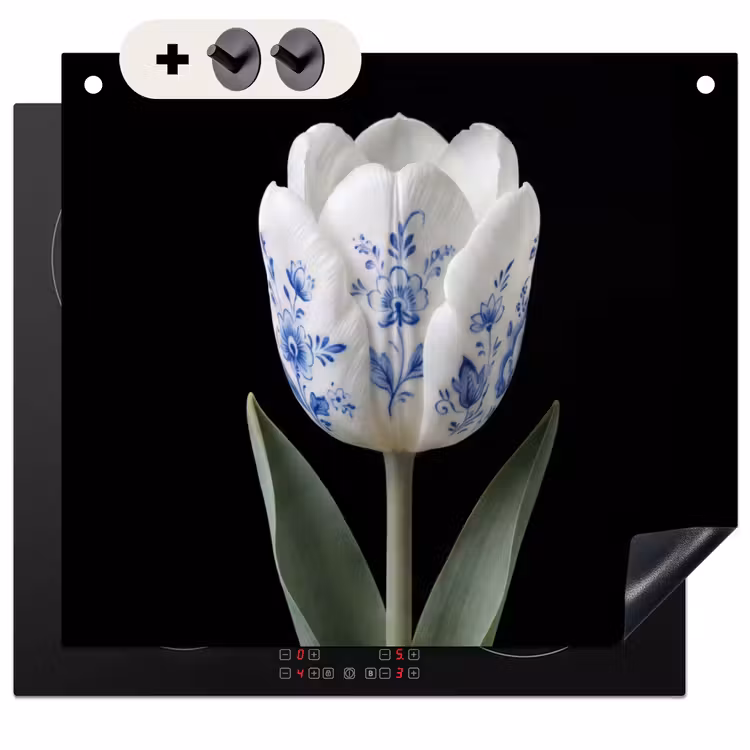 Protection à induction avec crochets - Tulipe - Motif - Bleu — 3