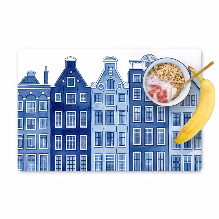 Set de table – 6 pièces - Aquarelle - Maisons sur le canal - Delftware — 1