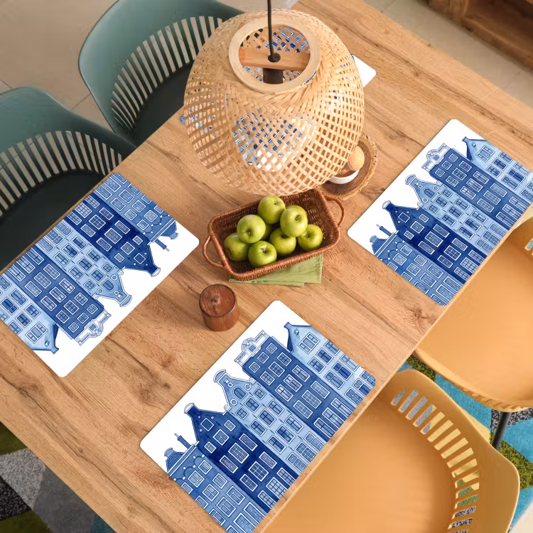 Set de table – 6 pièces - Aquarelle - Maisons sur le canal - Delftware — 3