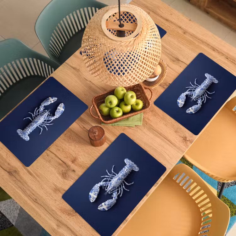 Set de table – 6 pièces - Homard - Porcelaine - Bleu de Delft — 3