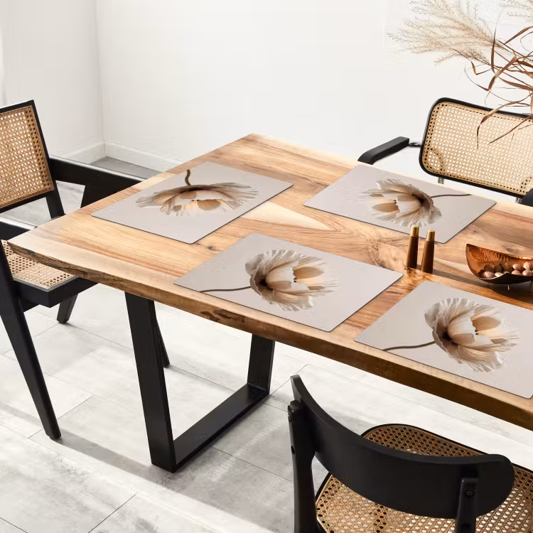 Set de table – 6 pièces - Fleur - Beige - Crème — 4