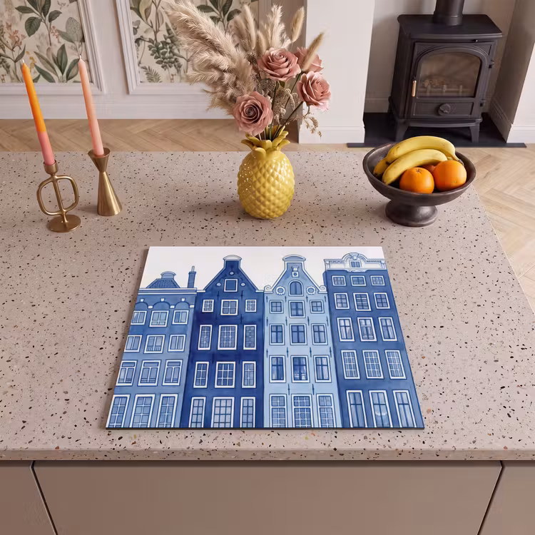Protection plaque induction - Aquarelle - Maisons sur le canal - Delftware — 3