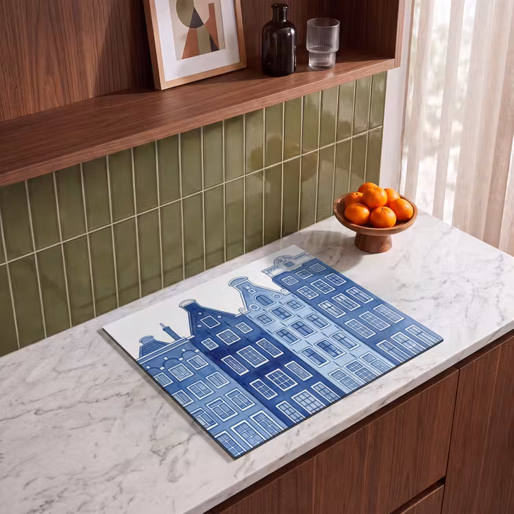 Protection plaque induction - Aquarelle - Maisons sur le canal - Delftware — 4