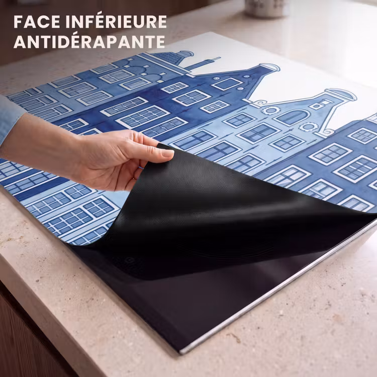 Protection plaque induction - Aquarelle - Maisons sur le canal - Delftware — 7