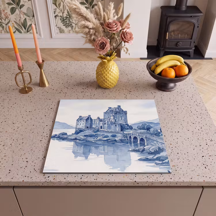 Protection plaque induction - Écosse - Château - Bleu - Aquarelle — 3