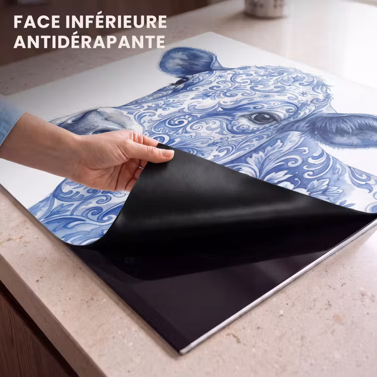 Protection plaque induction - Illustration - Vache - Bleu — 7