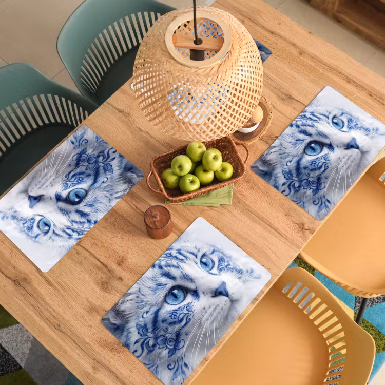 Set de table – 6 pièces - Chat - Motif - Bleu — 3