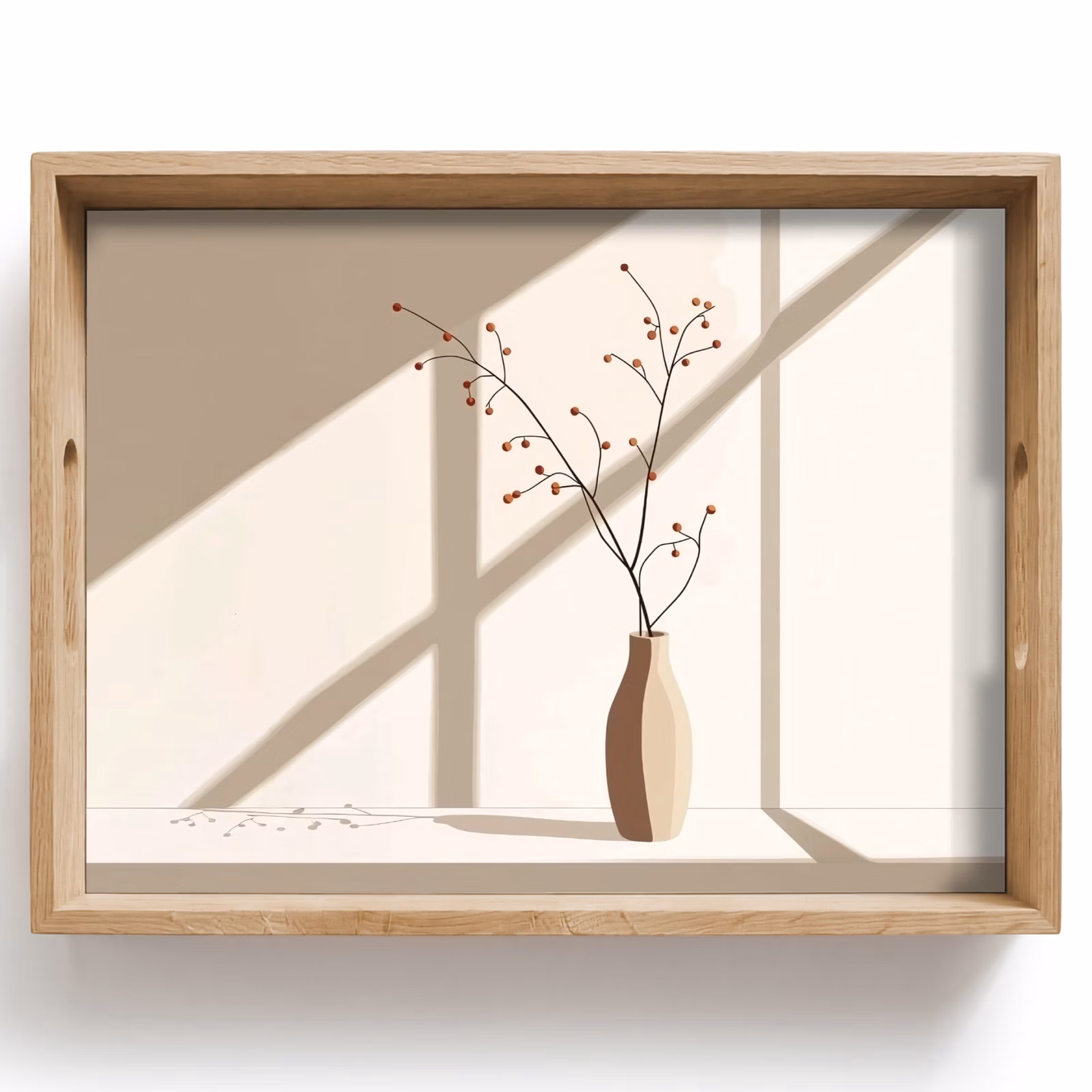 Plateau - Vase - Branches - Baies - Minimaliste — 1