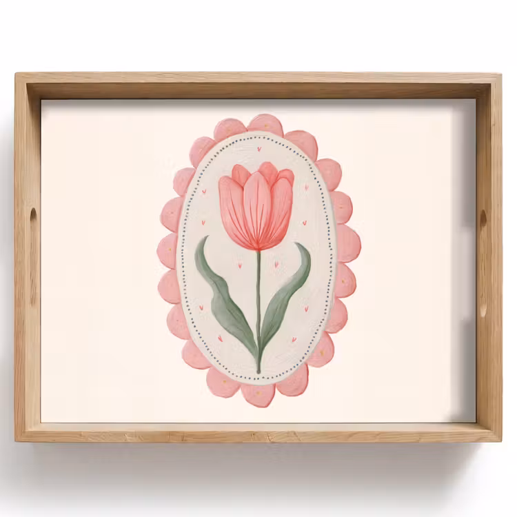 Plateau - Tulipe - Cadre - Ovale - Illustration — 1