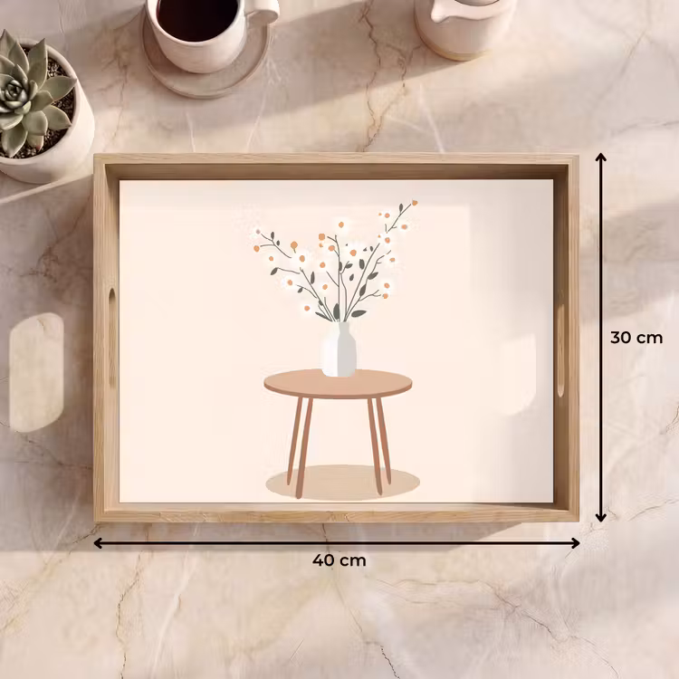 Plateau - Vase - Fleurs - Marguerites - Beige — 7
