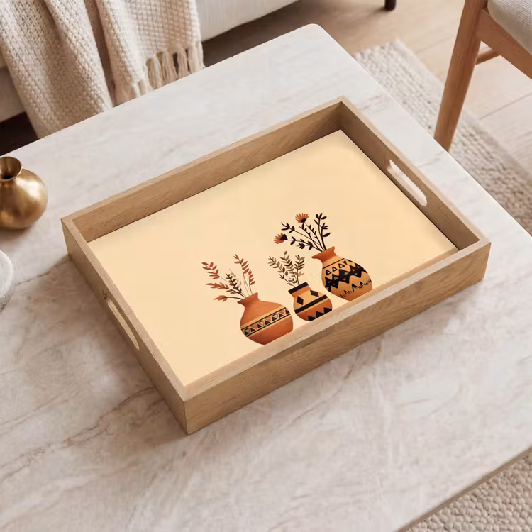 Plateau - Vases - Fleurs - Feuilles - Minimaliste — 2