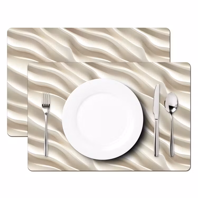 Set de table – 6 pièces - Diagonal - Vagues - Crème — 2