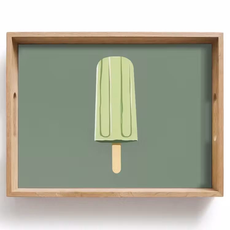 Plateau - Vert - Glace à l'eau - Bâton - Illustration — 1