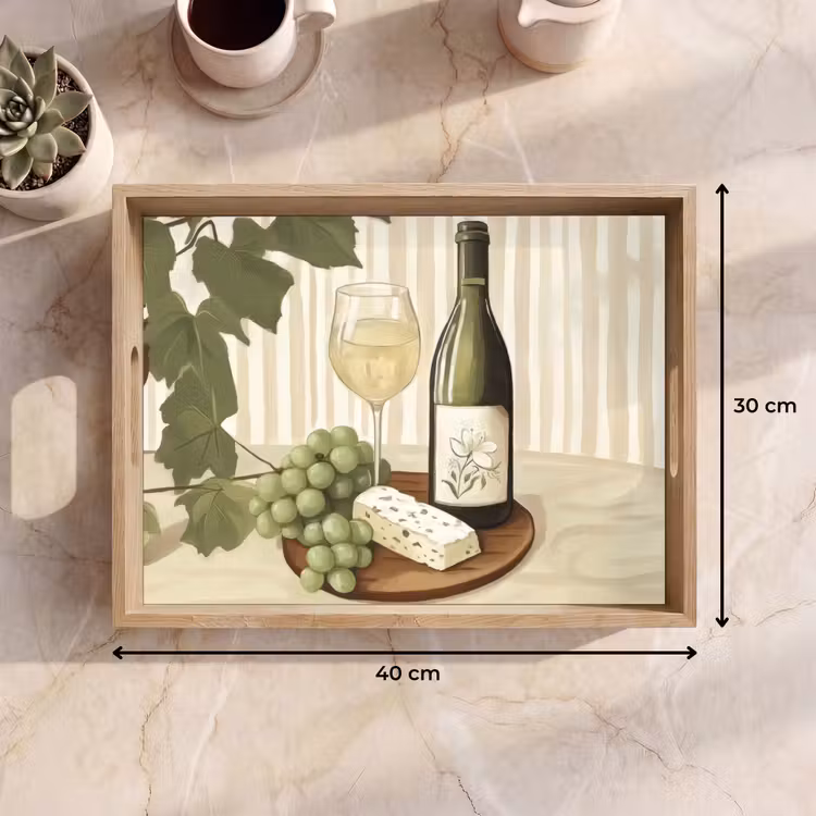 Plateau - Vin - Raisins - Fromage - Feuilles — 7