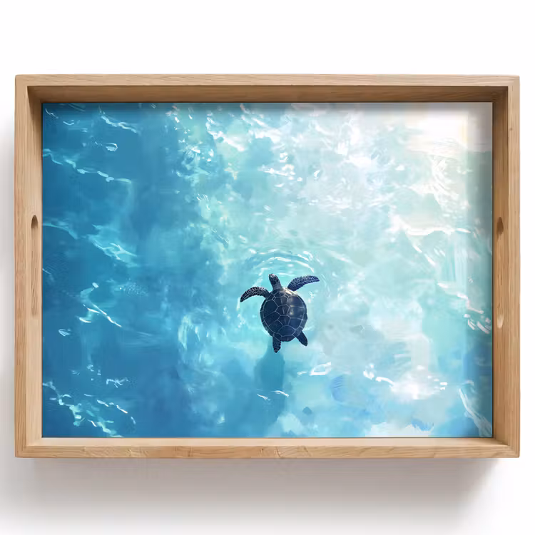 Plateau - Tortue - Mer - Bleu - Pailleté — 1