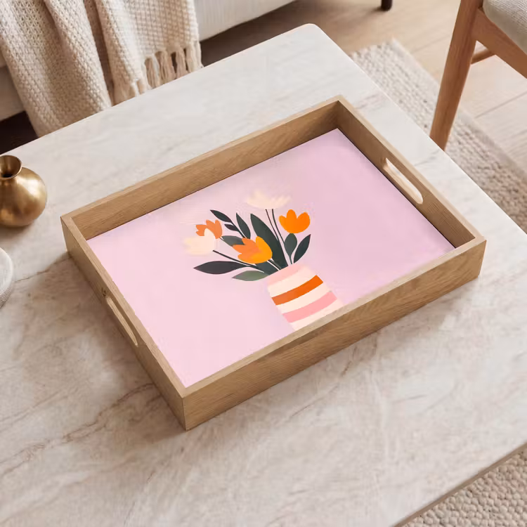 Plateau - Tulipes - Vase - Rayures - Violet — 2