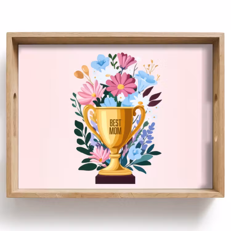 Plateau - Trophée - Meilleure Maman - Fleurs - Colorées — 1