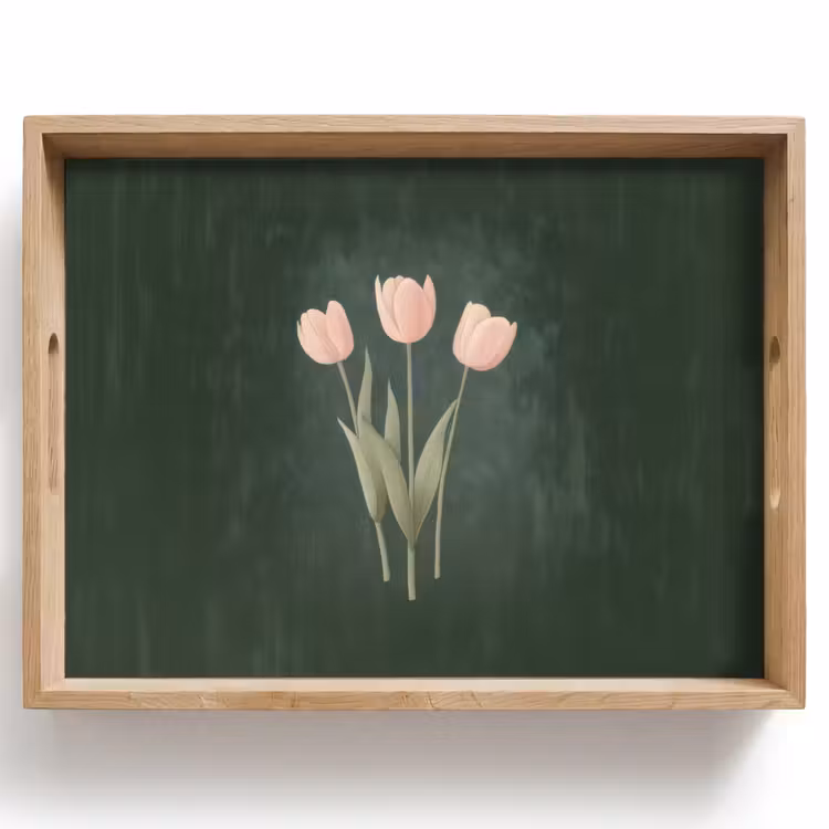 Plateau - Tulipes - Amour - Vert foncé — 1