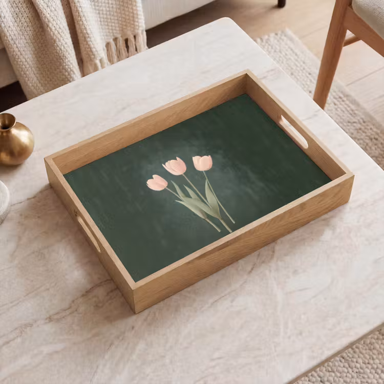 Plateau - Tulipes - Amour - Vert foncé — 2