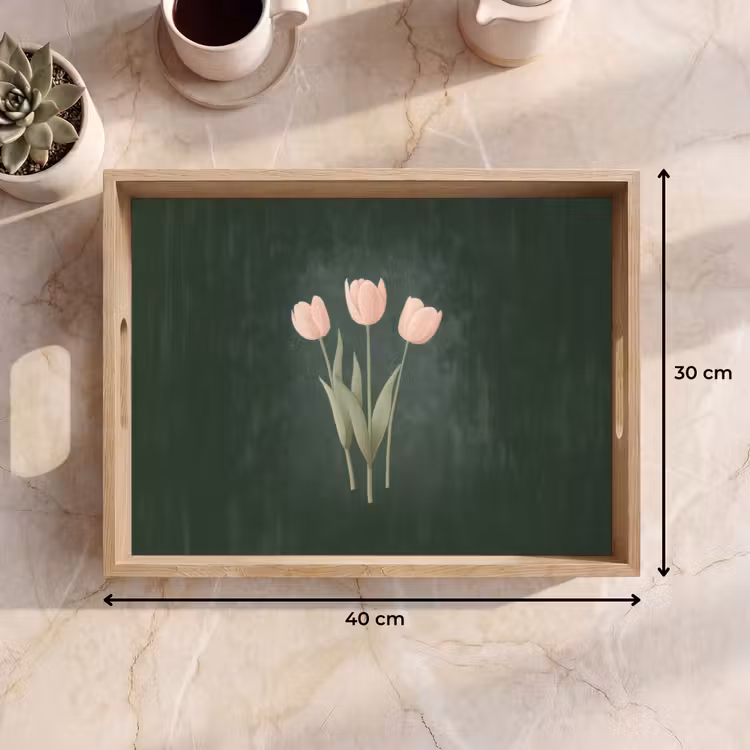 Plateau - Tulipes - Amour - Vert foncé — 7