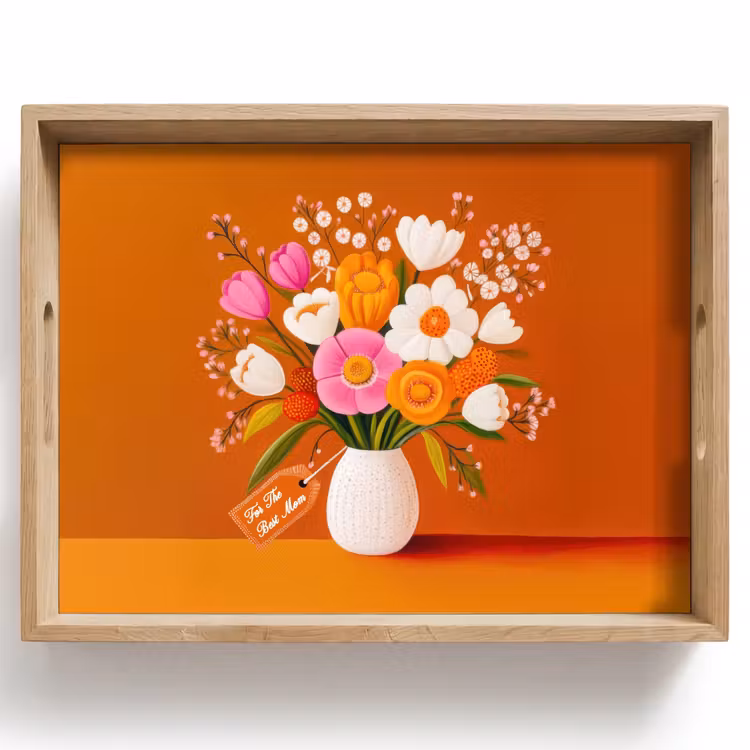 Plateau - Vase - Fleurs - Orange — 1