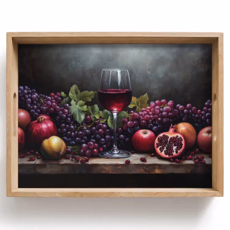 Plateau - Vin - Fruits - Nature morte — 1