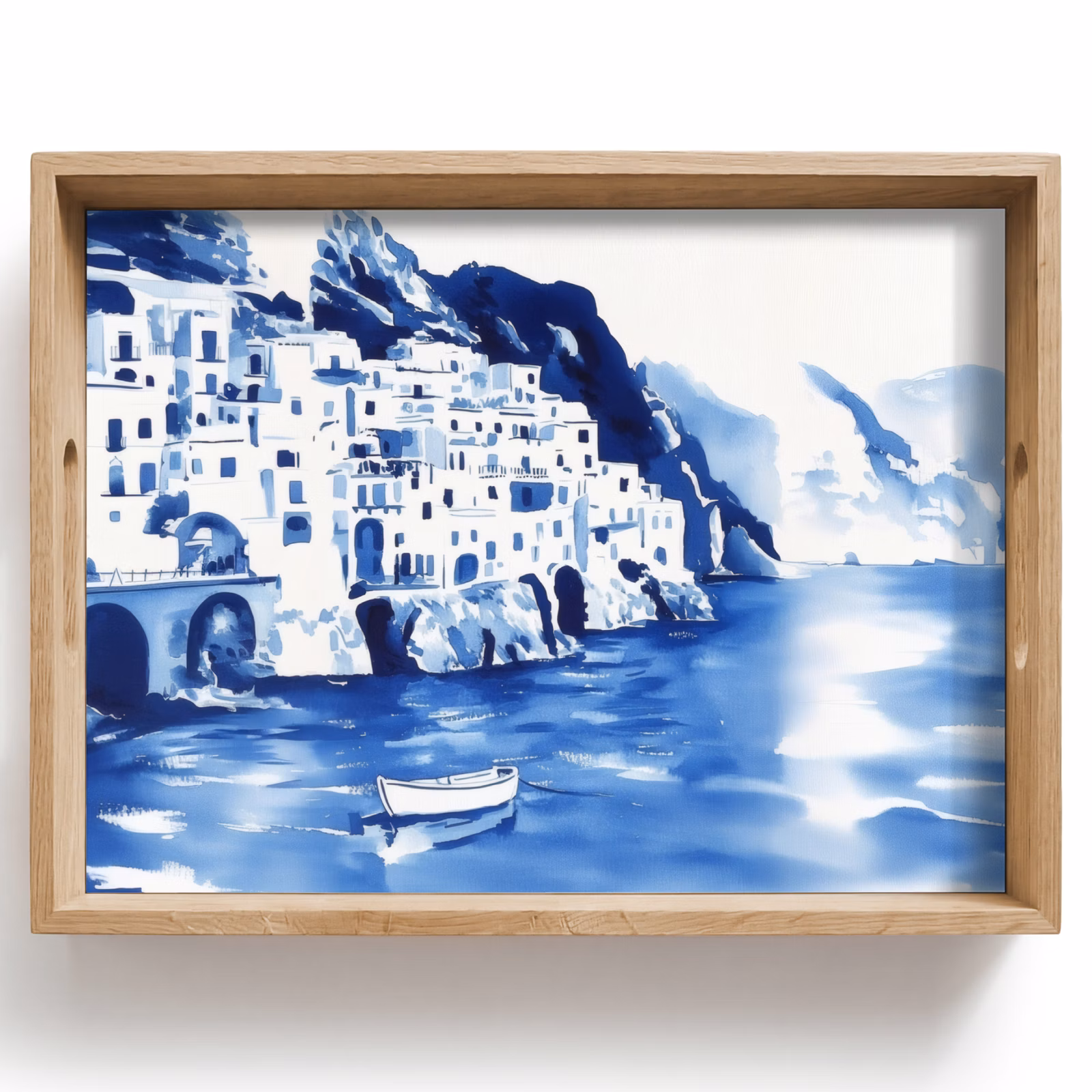 Plateau - Village - Rocher - Bateau à rames - Eau — 1