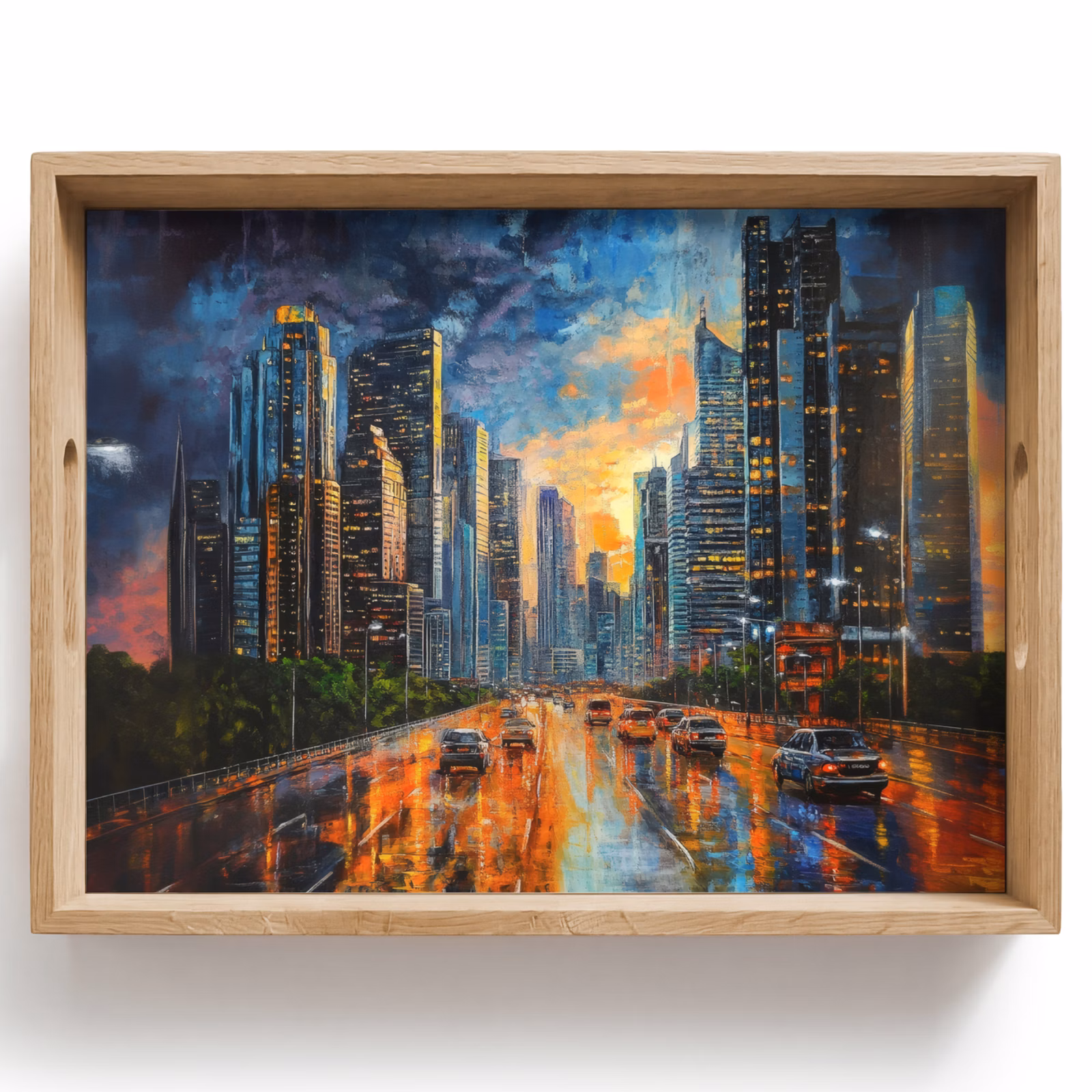 Plateau - Voiture - Skyline - Soleil - Bleu — 1