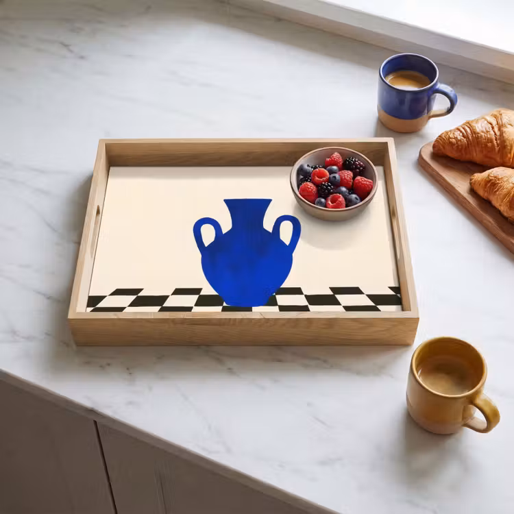 Plateau - Vase - Bleu - Bloqué - Moderne — 3