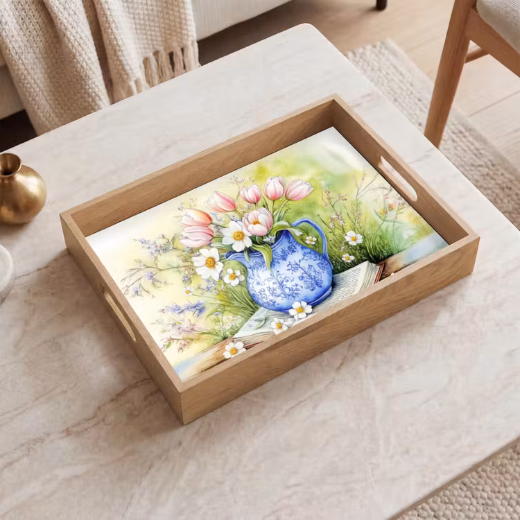 Plateau - Vase - Bleu de Delft - Marguerites — 2