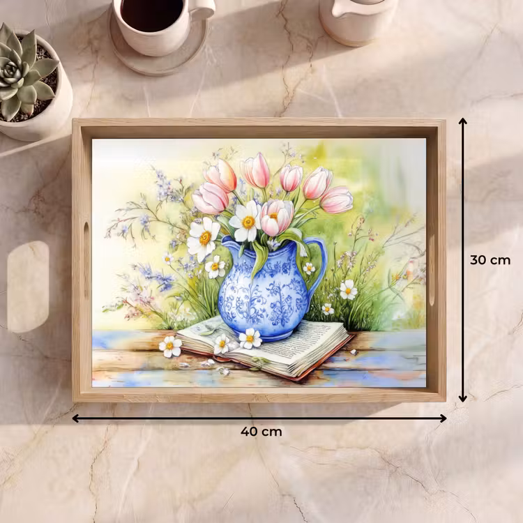 Plateau - Vase - Bleu de Delft - Marguerites — 7