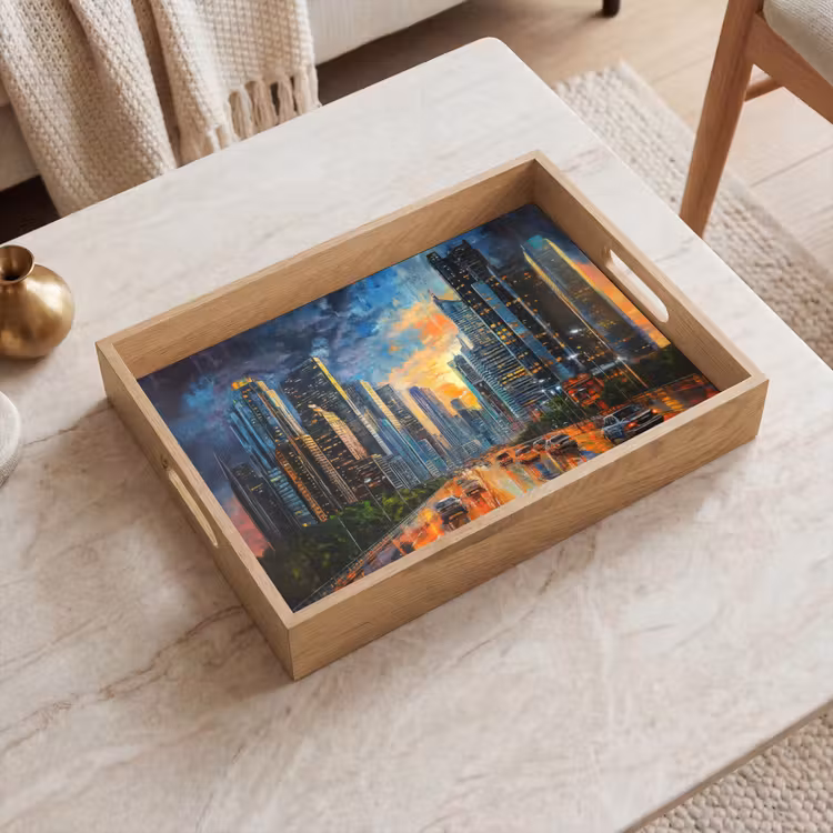 Plateau - Voiture - Skyline - Soleil - Bleu — 2