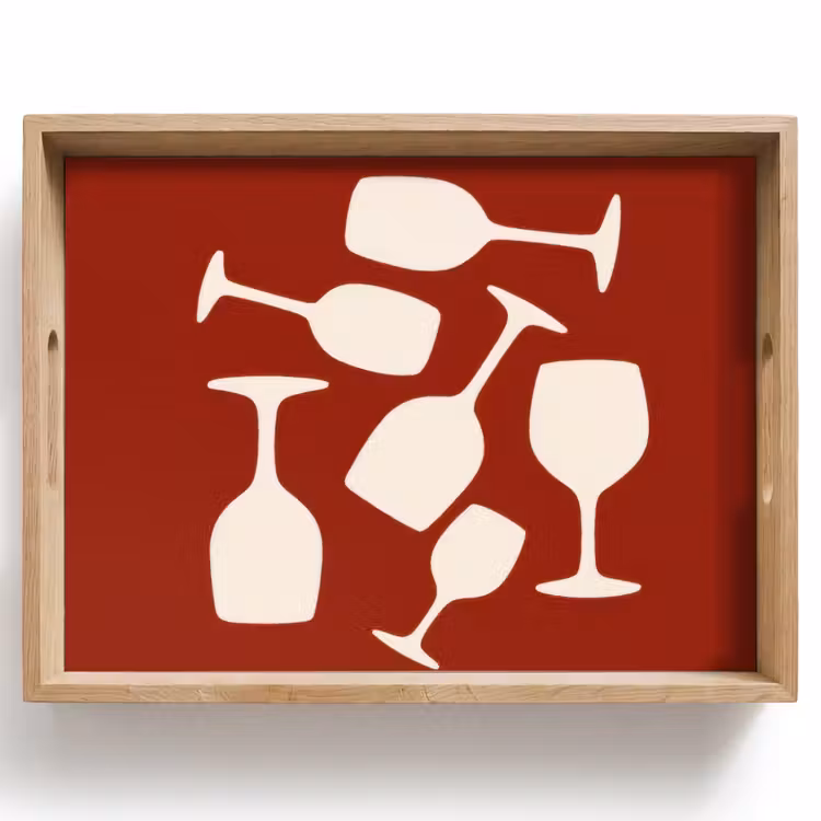 Plateau - Verres à vin - Silhouettes - Blanc — 1