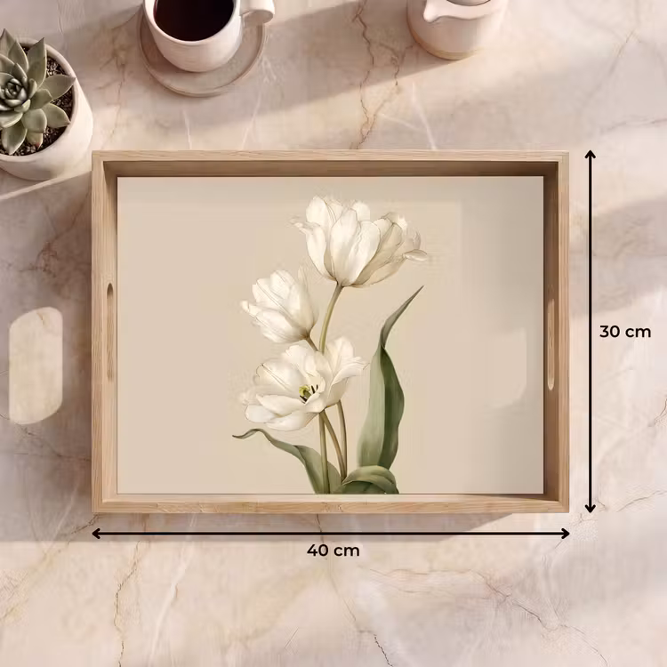 Plateau - Tulipes - Blanc - Feuilles — 7