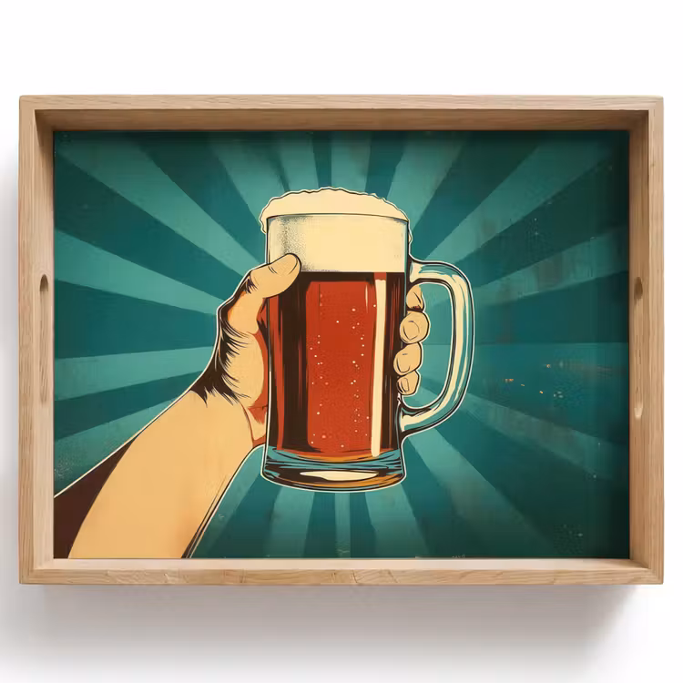 Plateau - Verre à bière - Mousse - Rétro - Vert — 1
