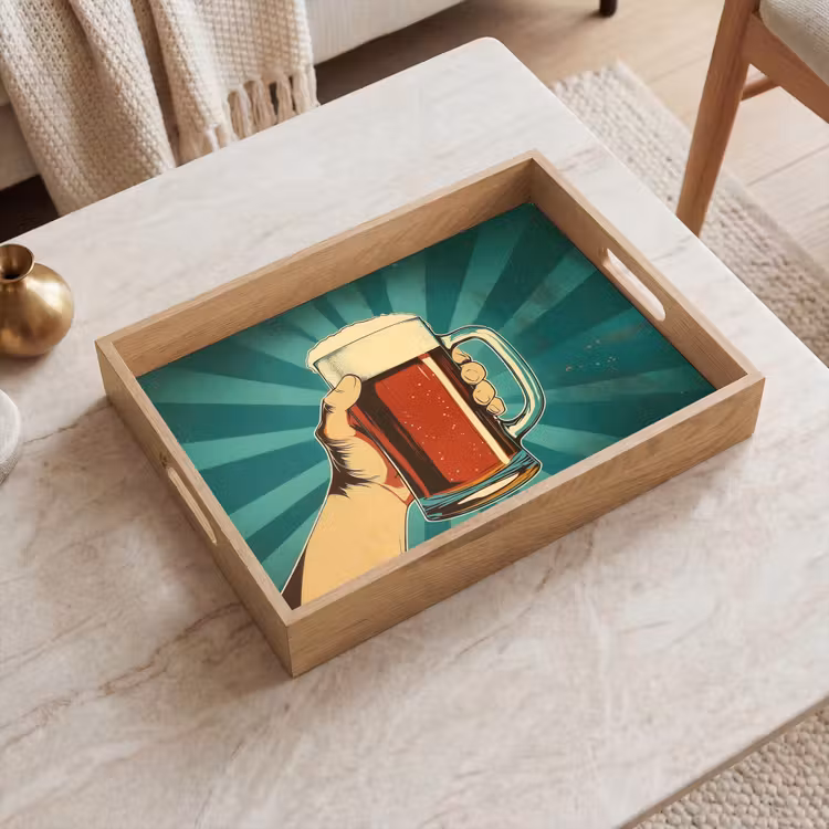 Plateau - Verre à bière - Mousse - Rétro - Vert — 2