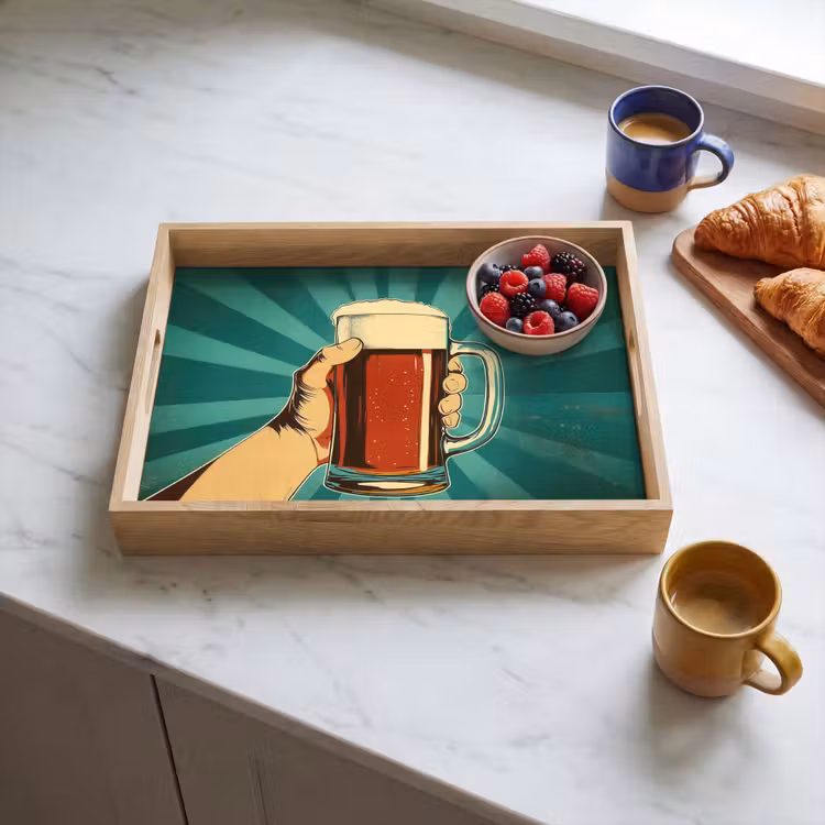 Plateau - Verre à bière - Mousse - Rétro - Vert — 3