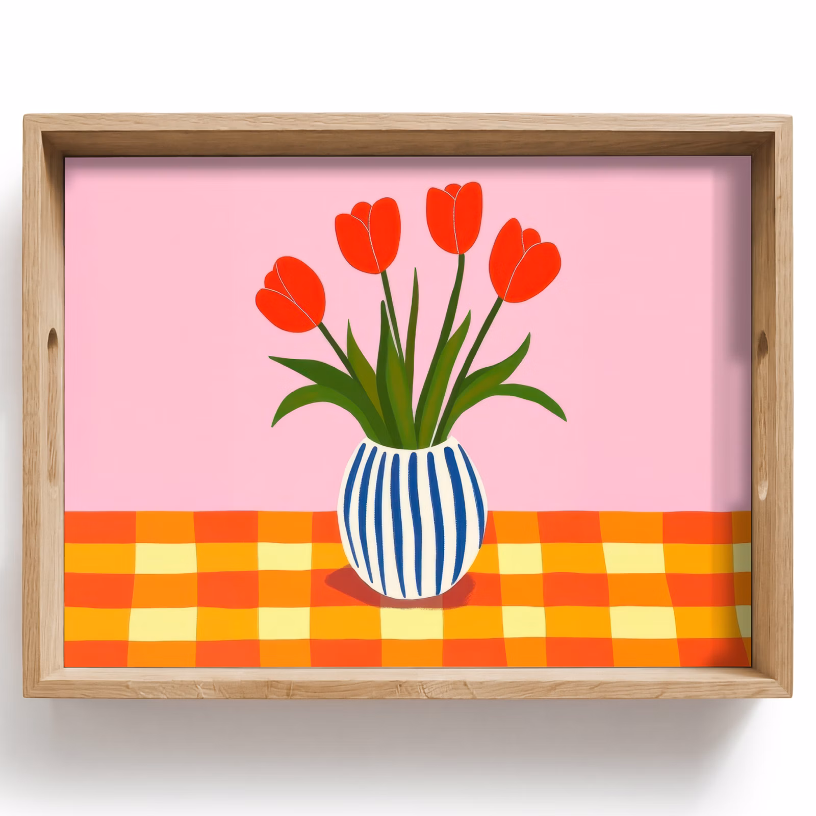 Plateau - Tulipes - Rose - Vase — 1
