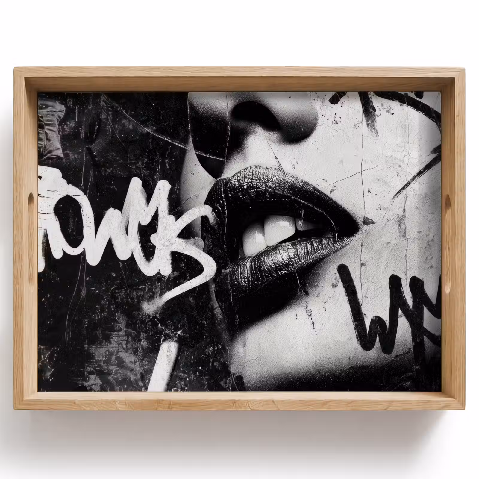 Plateau - Visage - Bouche - Graffiti - Noir — 1