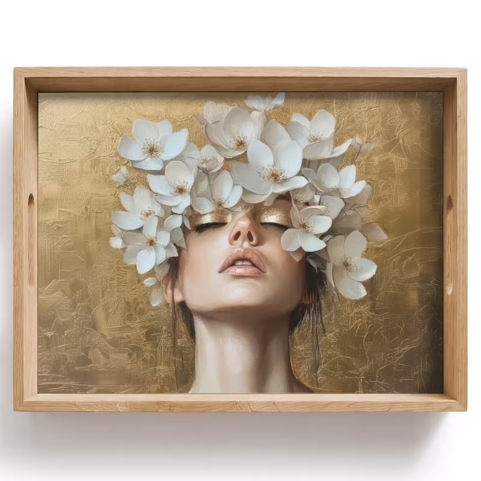 Plateau - Visage - Fleurs - Or - Abstrait — 1